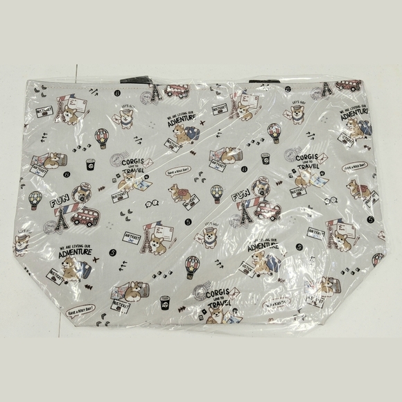 Waterproof Corgi Large Travel Tote Shoulder Bag - Picture 10 of 14